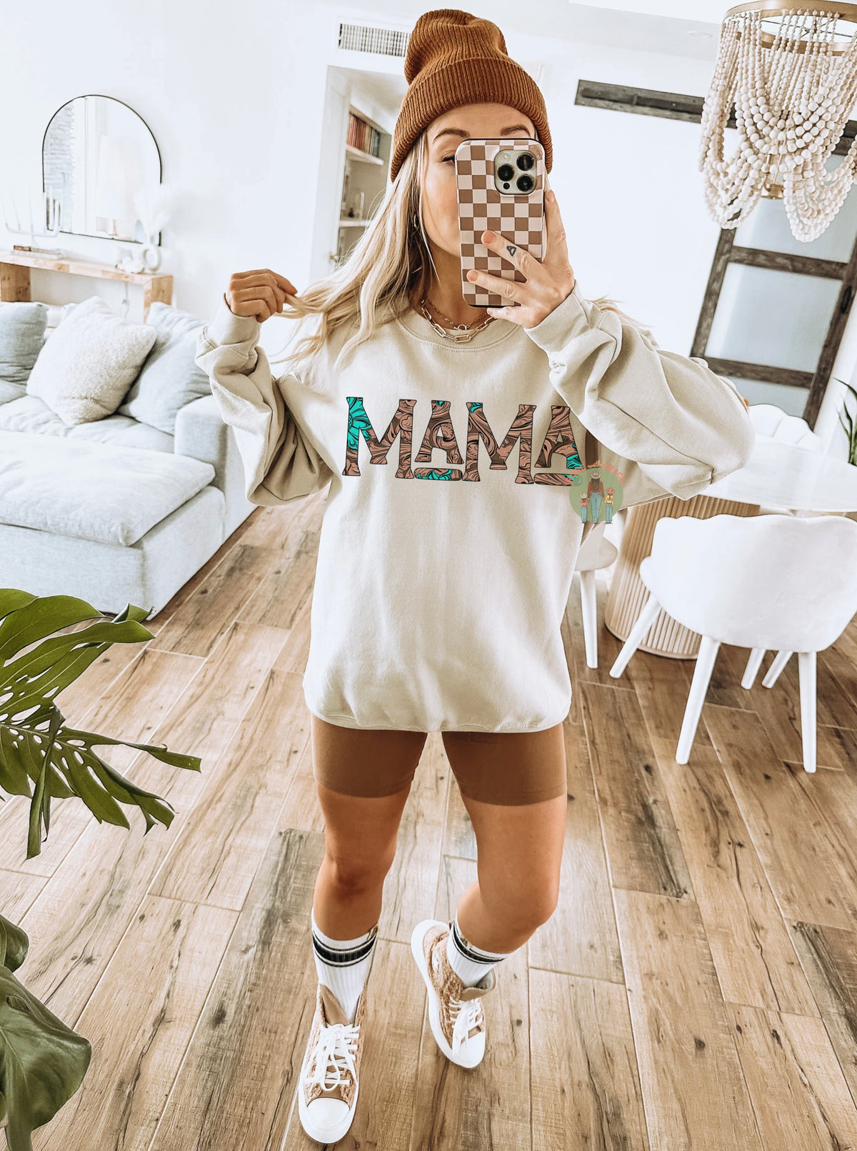 Tooled Leather Turquoise Mama - Crewneck OR Hoodie *YOU PICK COLOR*