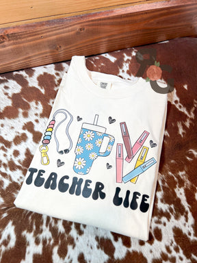 Teacher Life - Comfort Colors T-Shirt Rose with Grace LLC