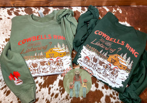 Cowbells Ring Crewneck Sweatshirt (pocket & back design OR Sleeve & front design)