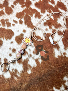 Cow Print Daisy Teacher Lanyards Rose with Grace LLC