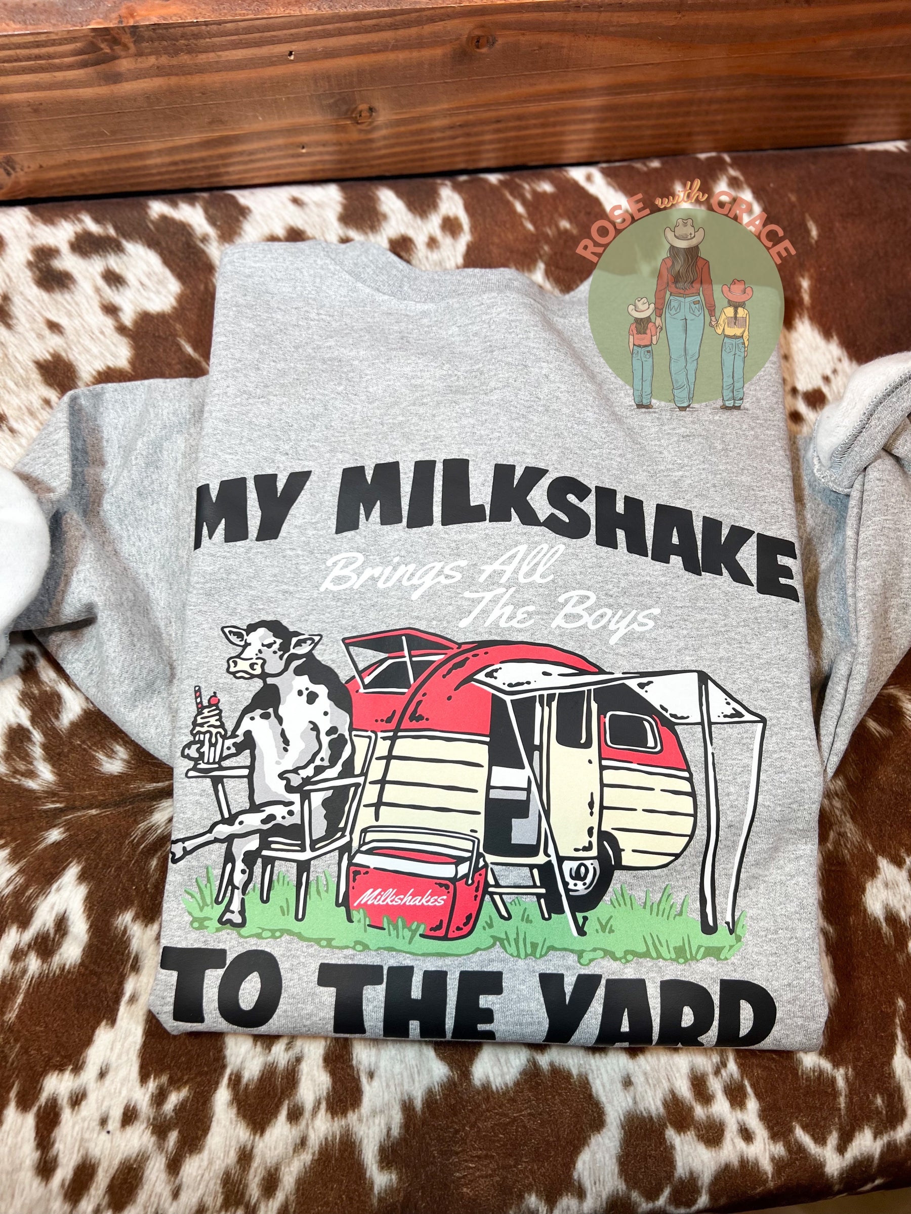 Cow Milkshake Exclusive- Crewneck Sweatshirt (pocket design w/back design)