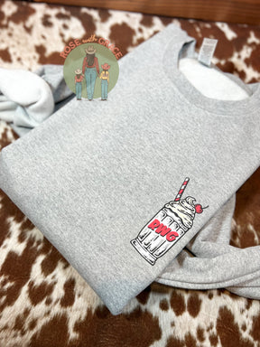 Cow Milkshake Exclusive- Crewneck Sweatshirt (pocket design w/back design)