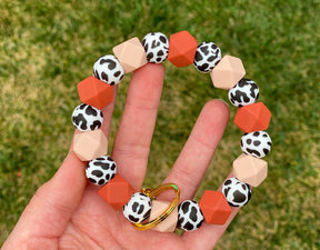 AUTUMN BLUSH COW PRINT KEYCHAIN WRISTELET Rose with Grace LLC