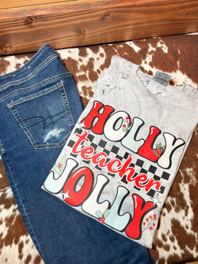 Holly Jolly Teacher Comfort Colors T-Shirt