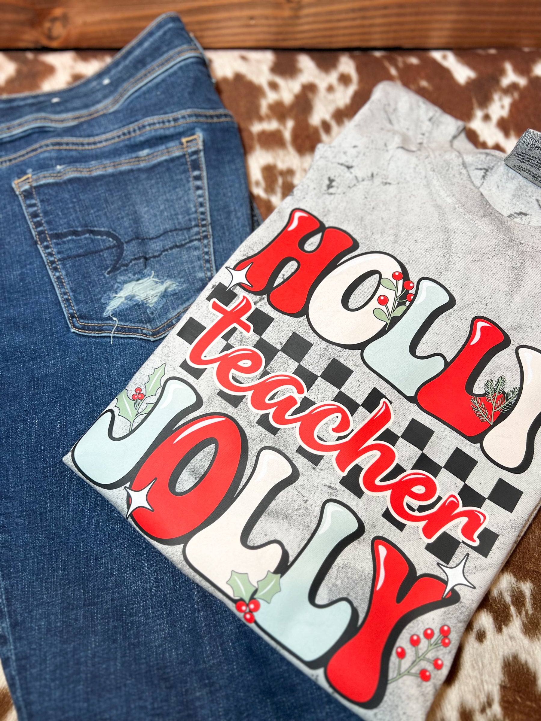 Holly Jolly Teacher Comfort Colors T-Shirt