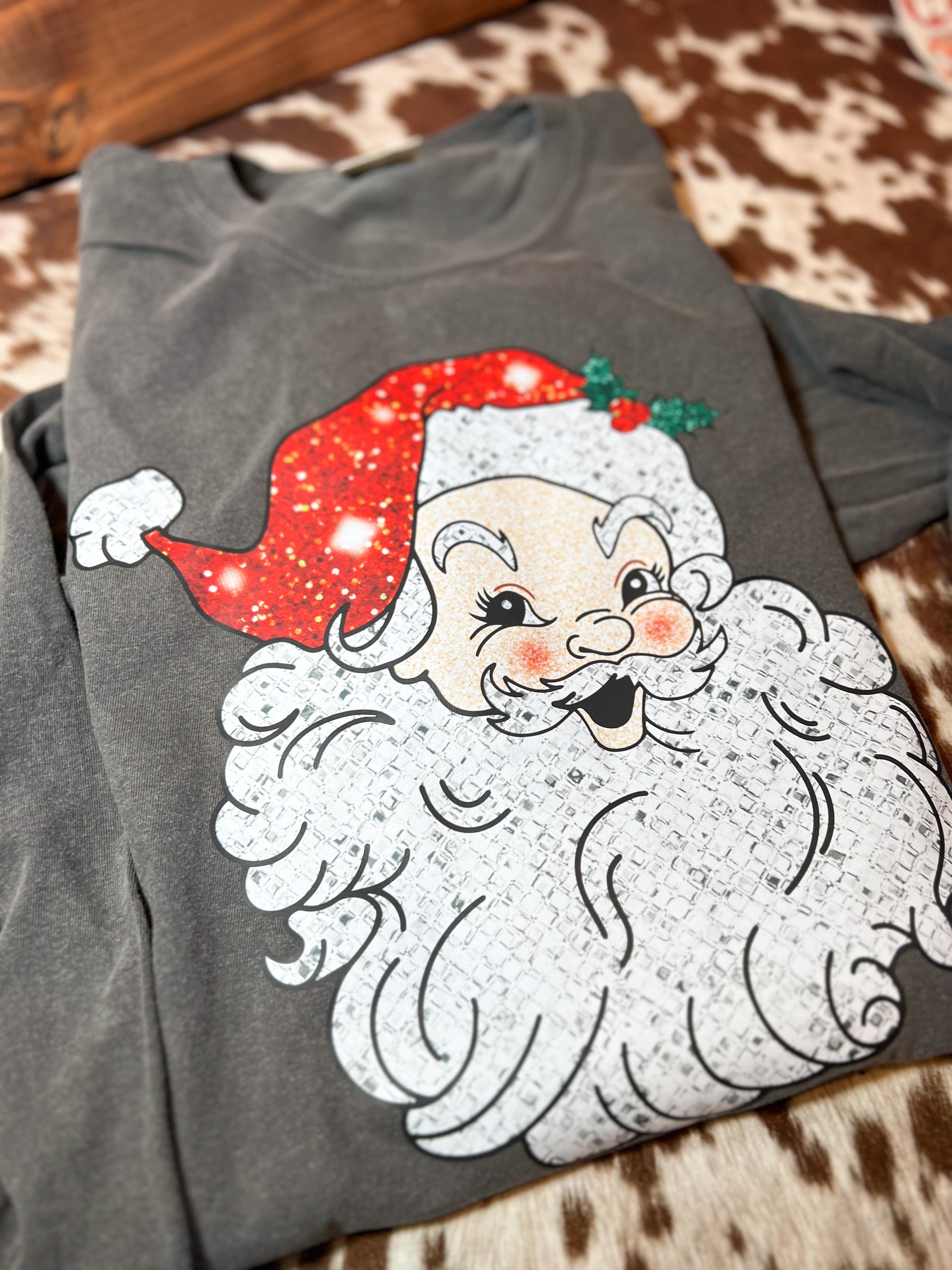 Sparkly Santa Comfort Colors (Short or Long Sleeve)