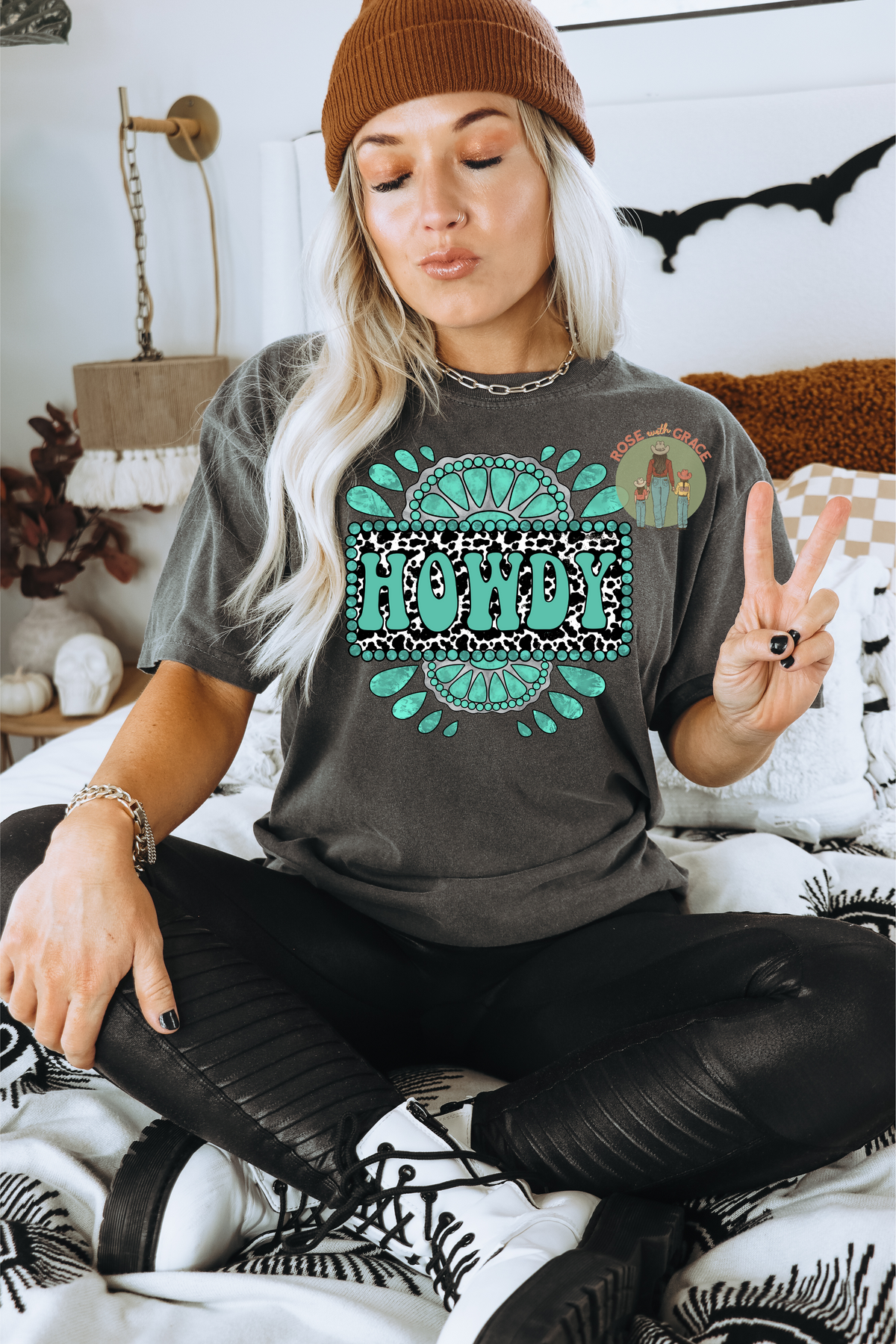 Howdy Cow Print Turquoise - Shirt or Sweatshirt *YOU PICK COLOR*
