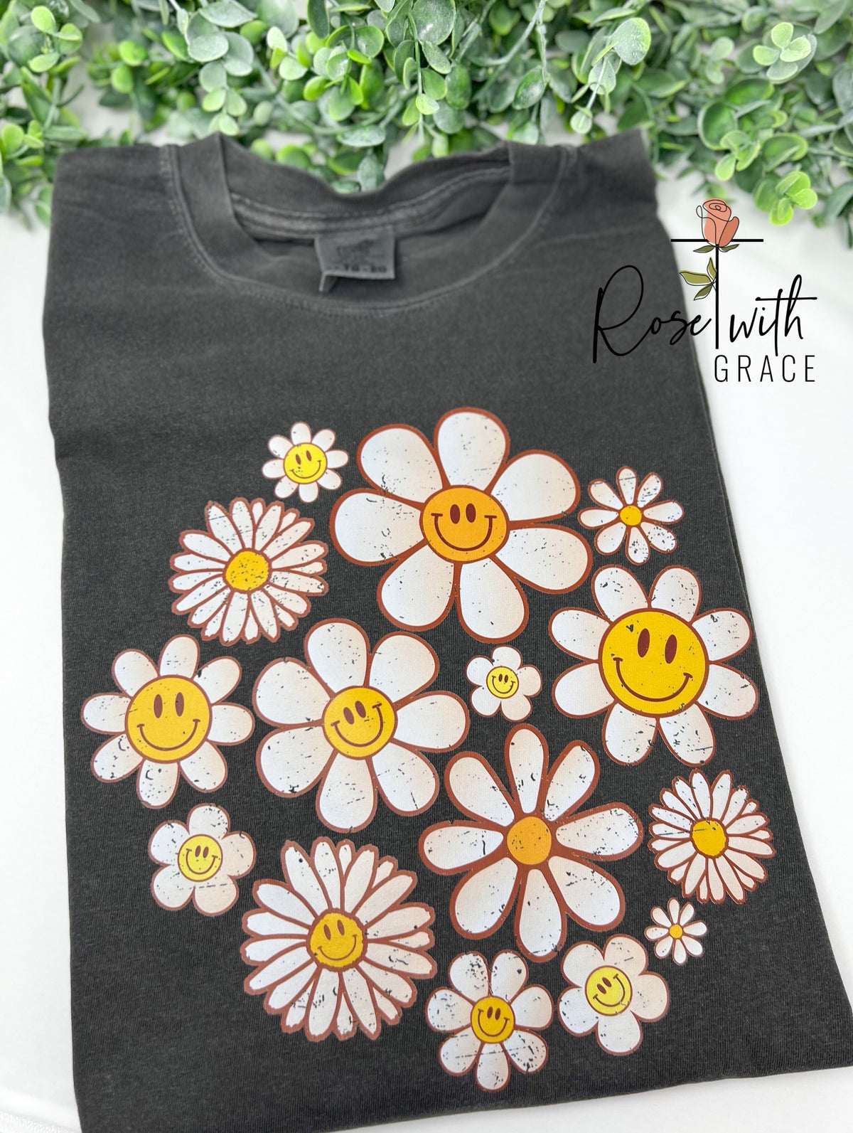 Flower Power - Comfort Colors T-Shirt Rose with Grace LLC
