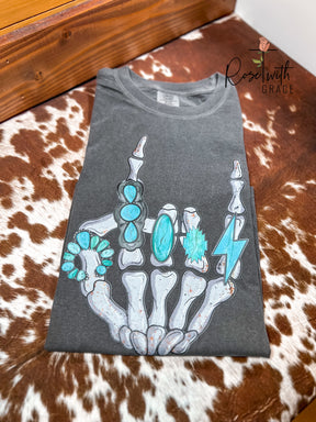 Rockin’ Turquoise Skelli - Comfort Colors T-Shirt Rose with Grace LLC