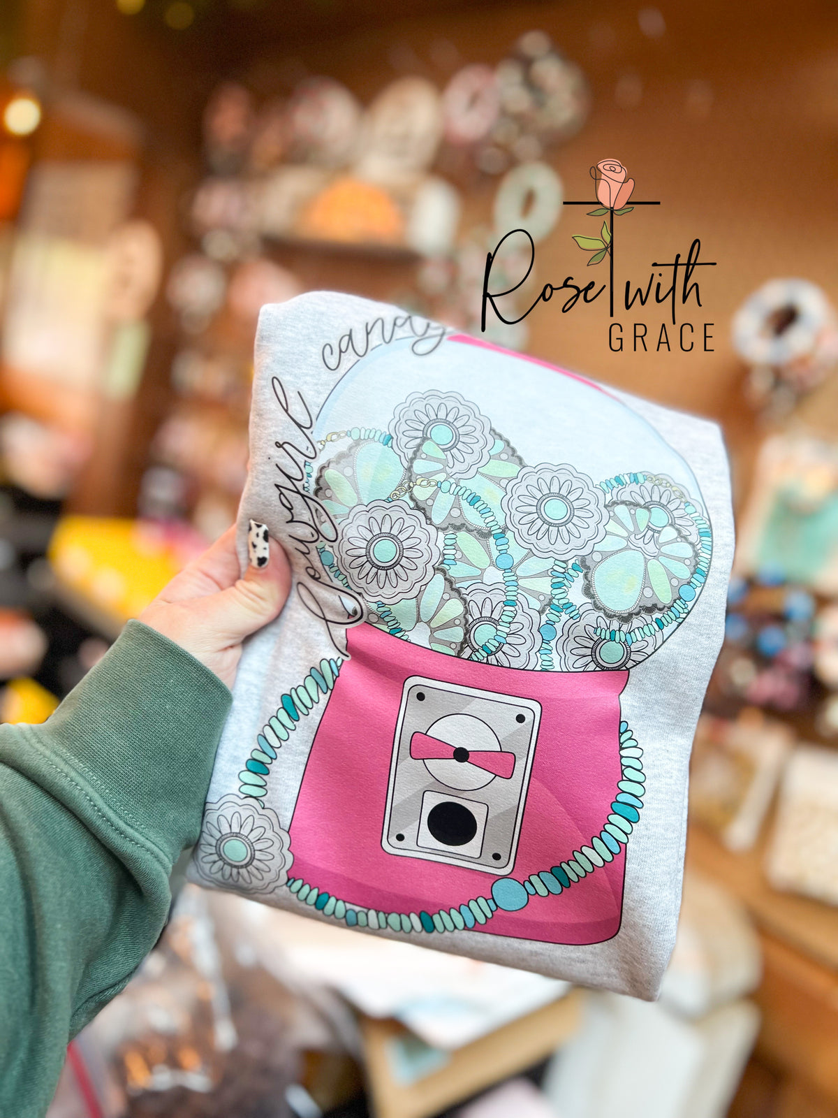 Cowgirl Candy T-shirt or Crewneck Rose with Grace LLC