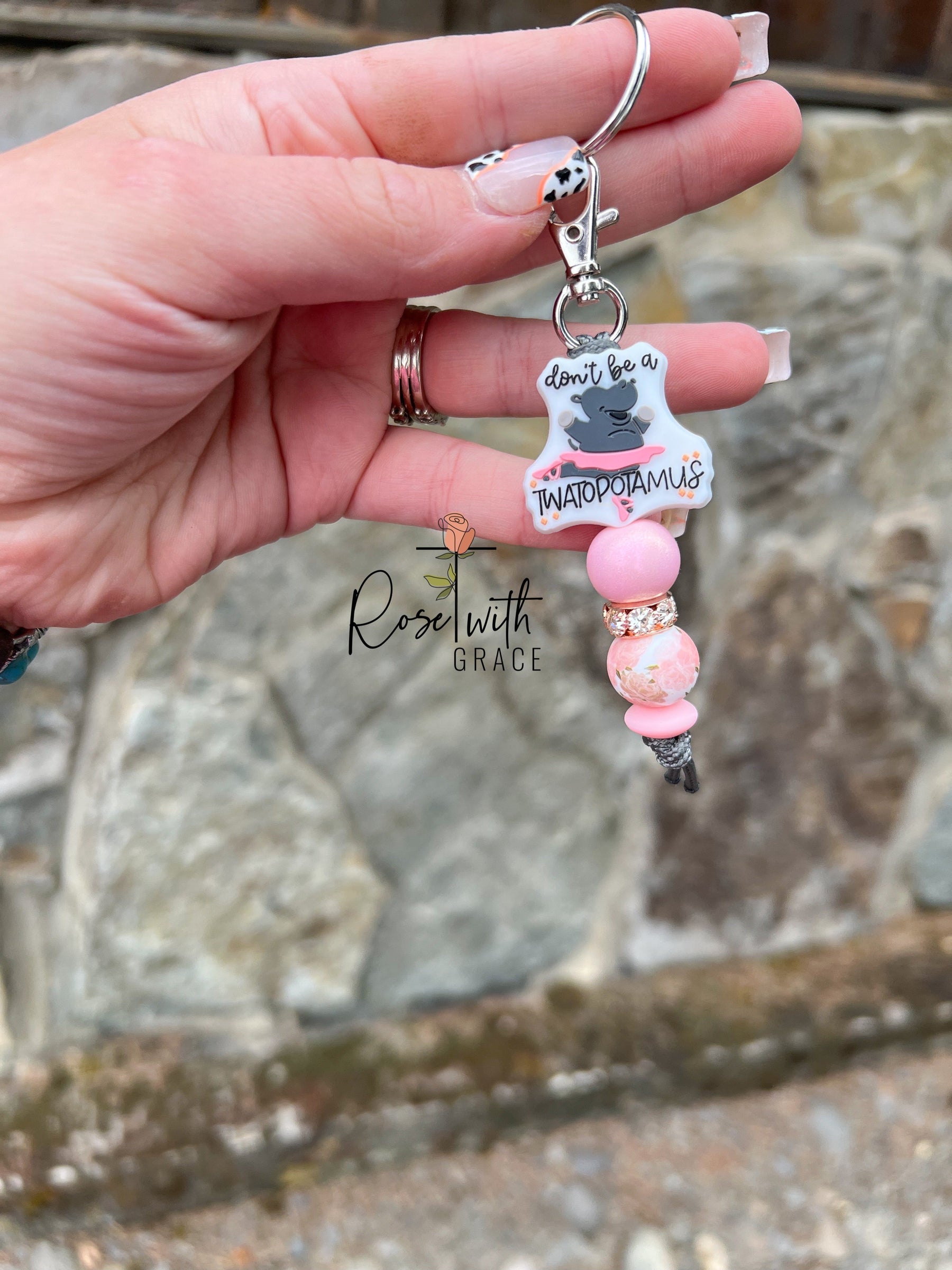 Don’t be a Twatopotomus- Mini Keychain Rose with Grace LLC