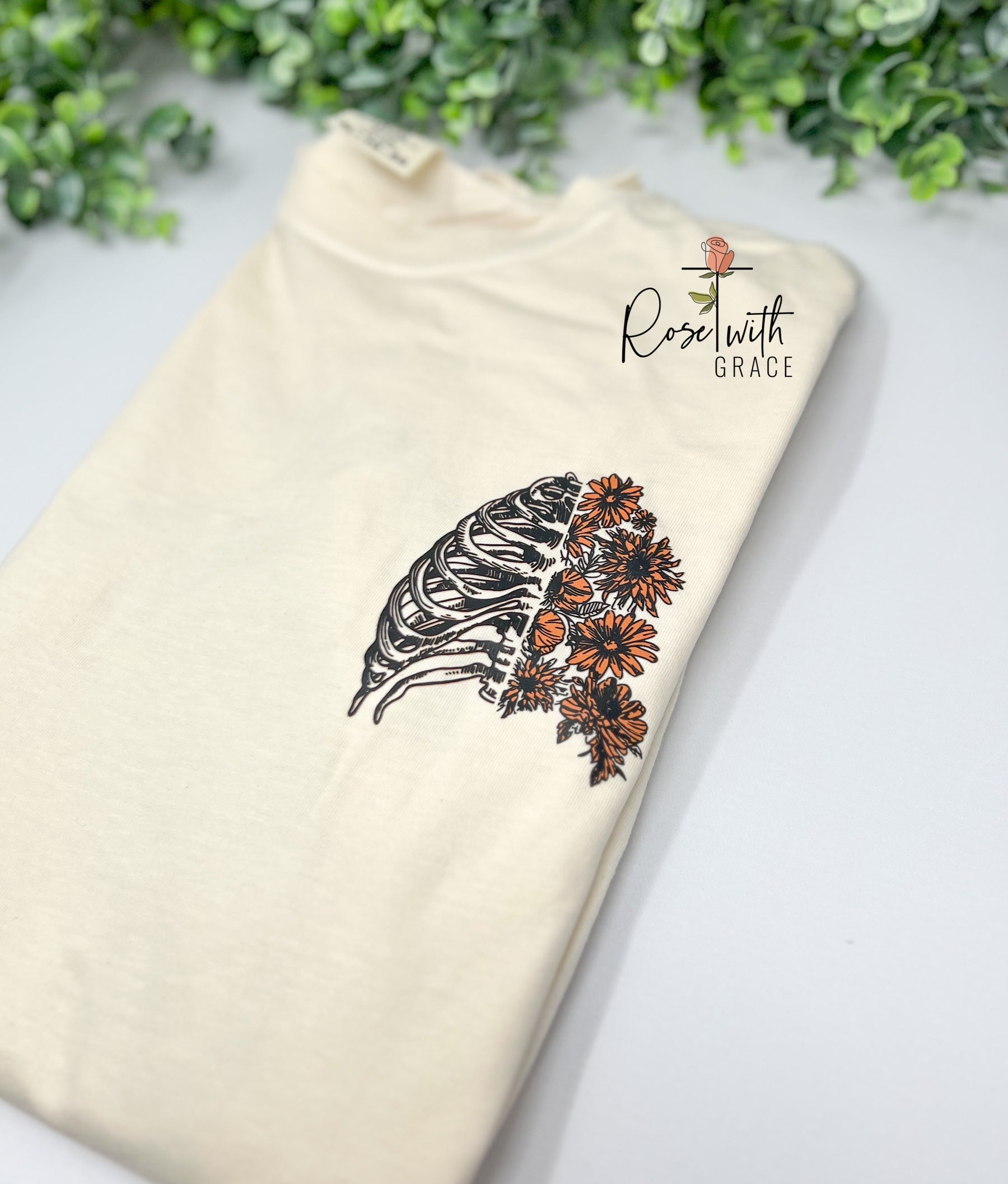 Grows Flowers in the Darkest Parts - Comfort Colors T-Shirt (Pocket & Back Design) Rose with Grace LLC
