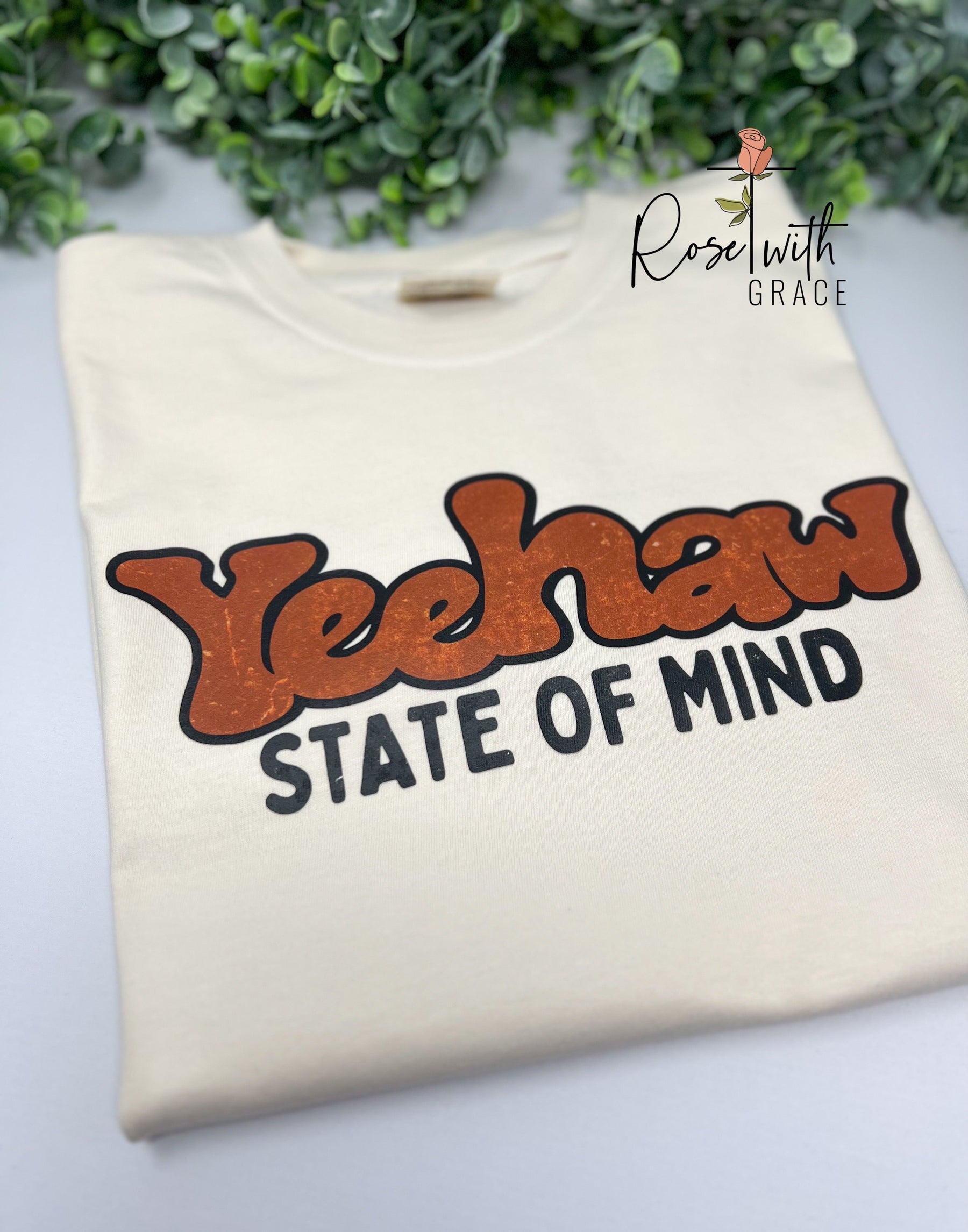 YeeHaw State of Mind - Comfort Colors T-Shirt Rose with Grace LLC
