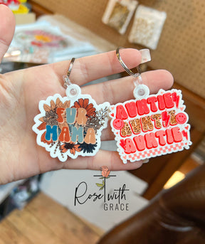 Auntie & Fur Mama Acrylic Keychains Rose with Grace LLC