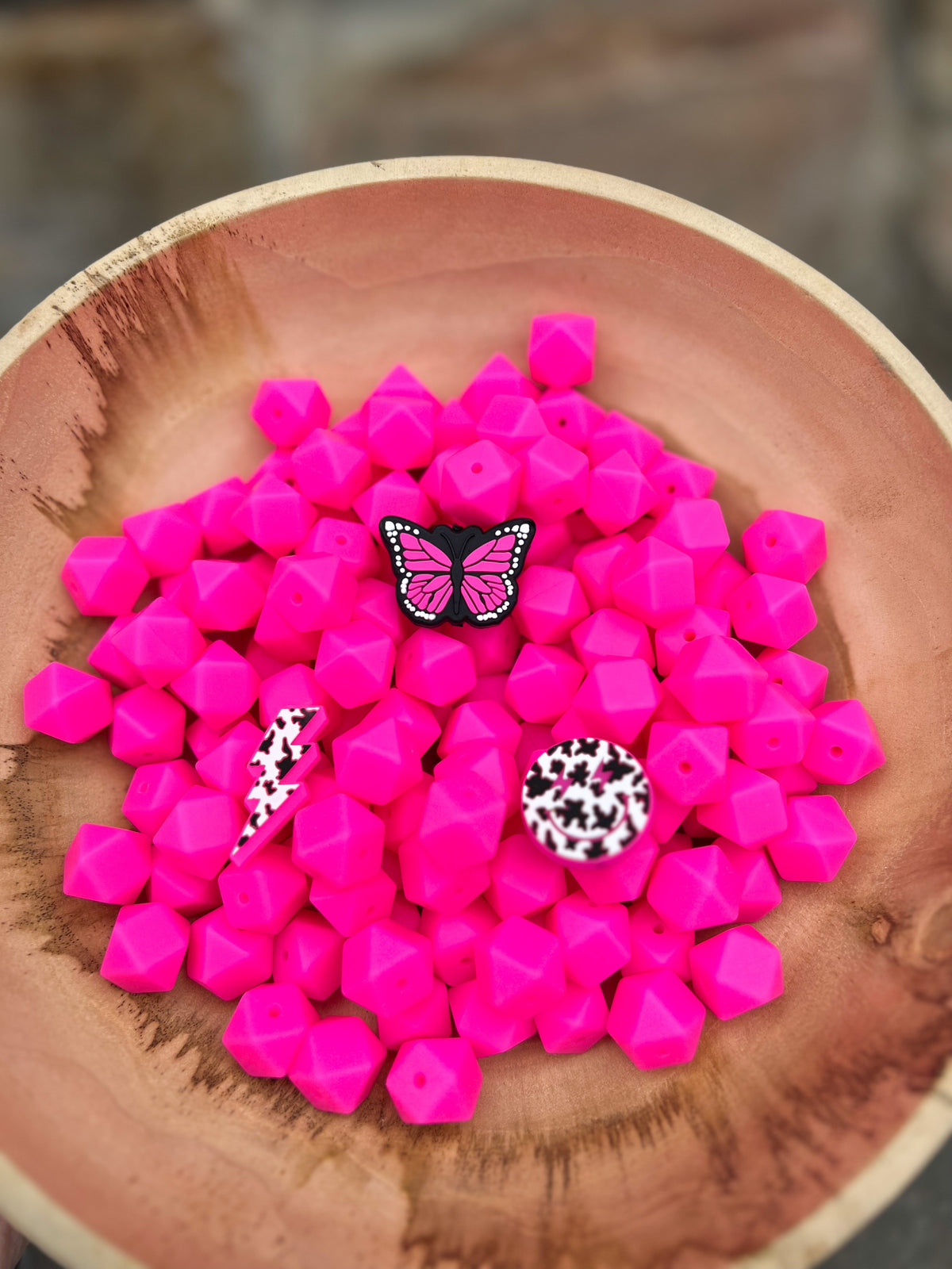 Prettiest Pink 14mm Hex Custom RWG Color -WHOLESALE (price per bead) Rose with Grace LLC