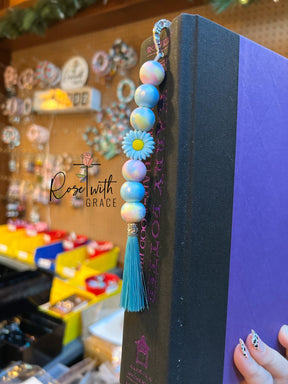 Blue Tie-Dye Flower - Bookmark Rose with Grace LLC