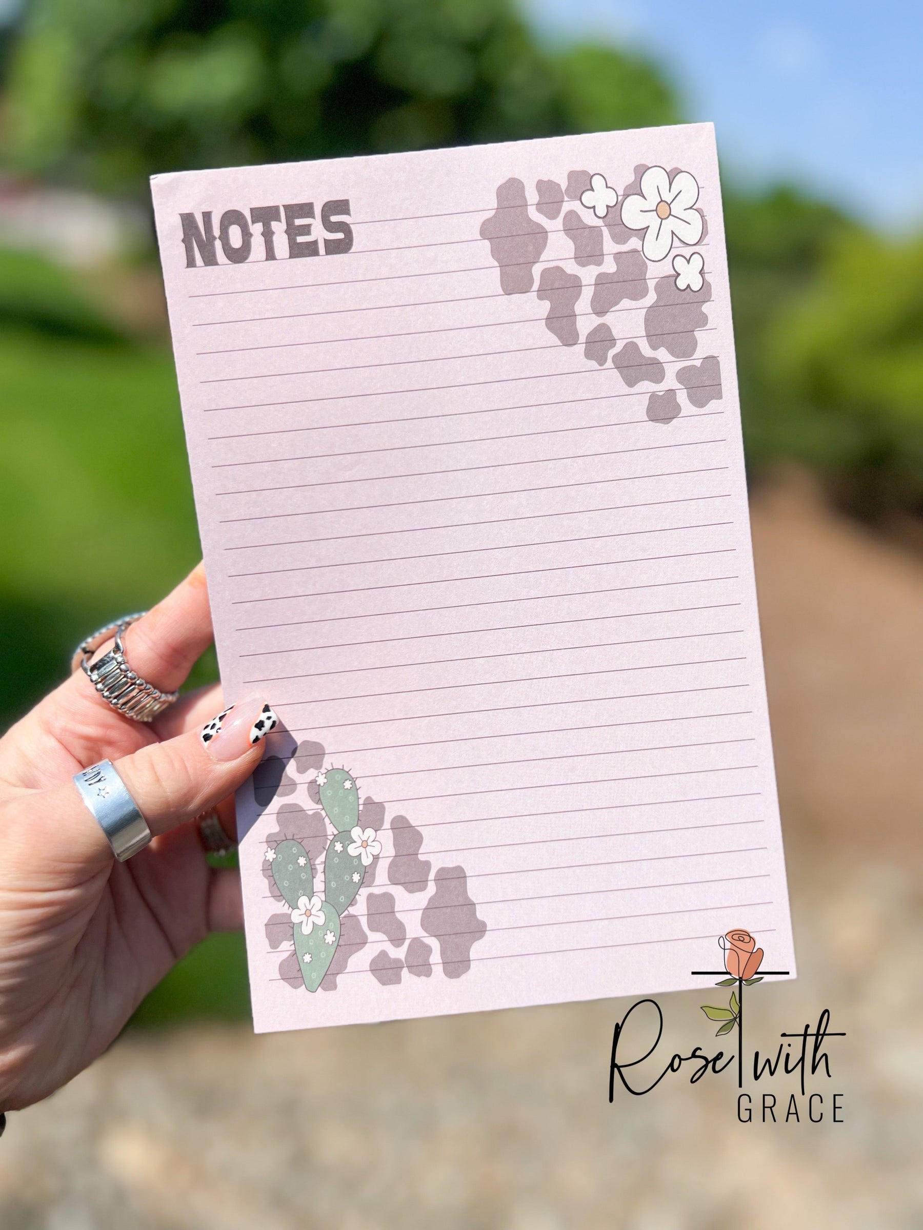 Cow print Cactus - Small Notepad Rose with Grace LLC
