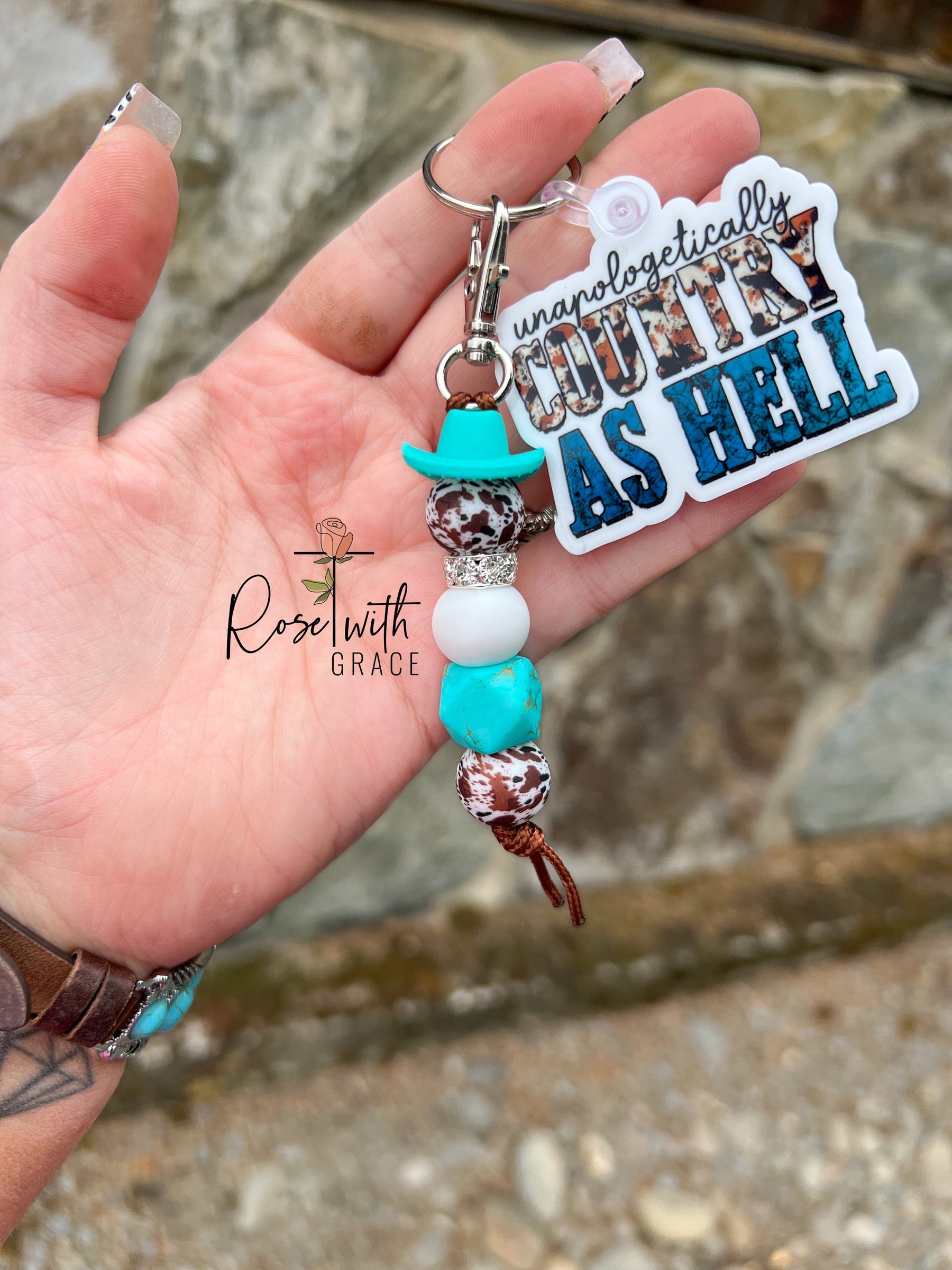 Unapologetically Country as Hell - Mini Keychain Rose with Grace LLC