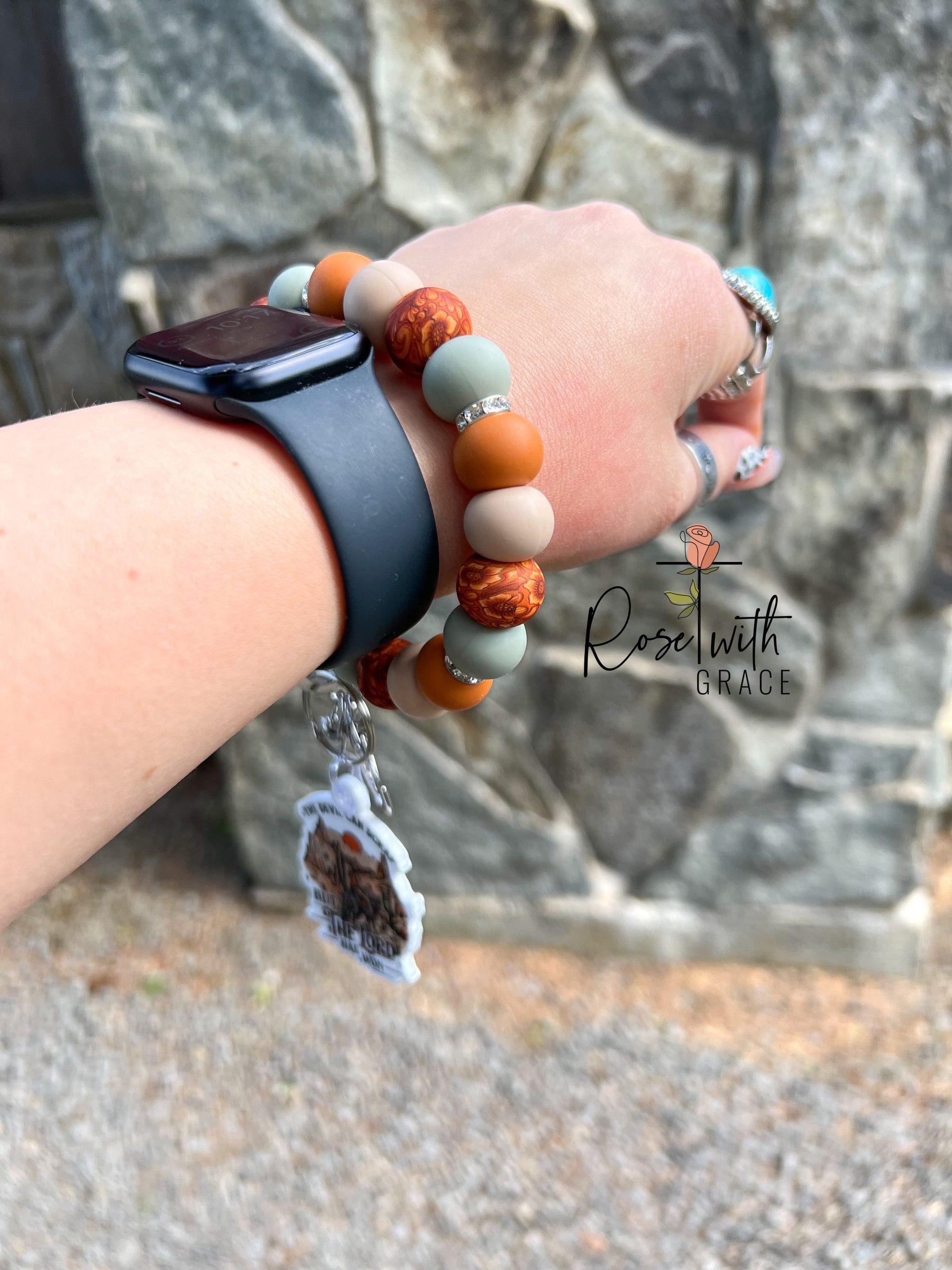 The Lord has Won - Wristlet Keychain Rose with Grace LLC
