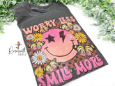 Worry Less Smile More Comfort Colors T-Shirt Rose with Grace LLC