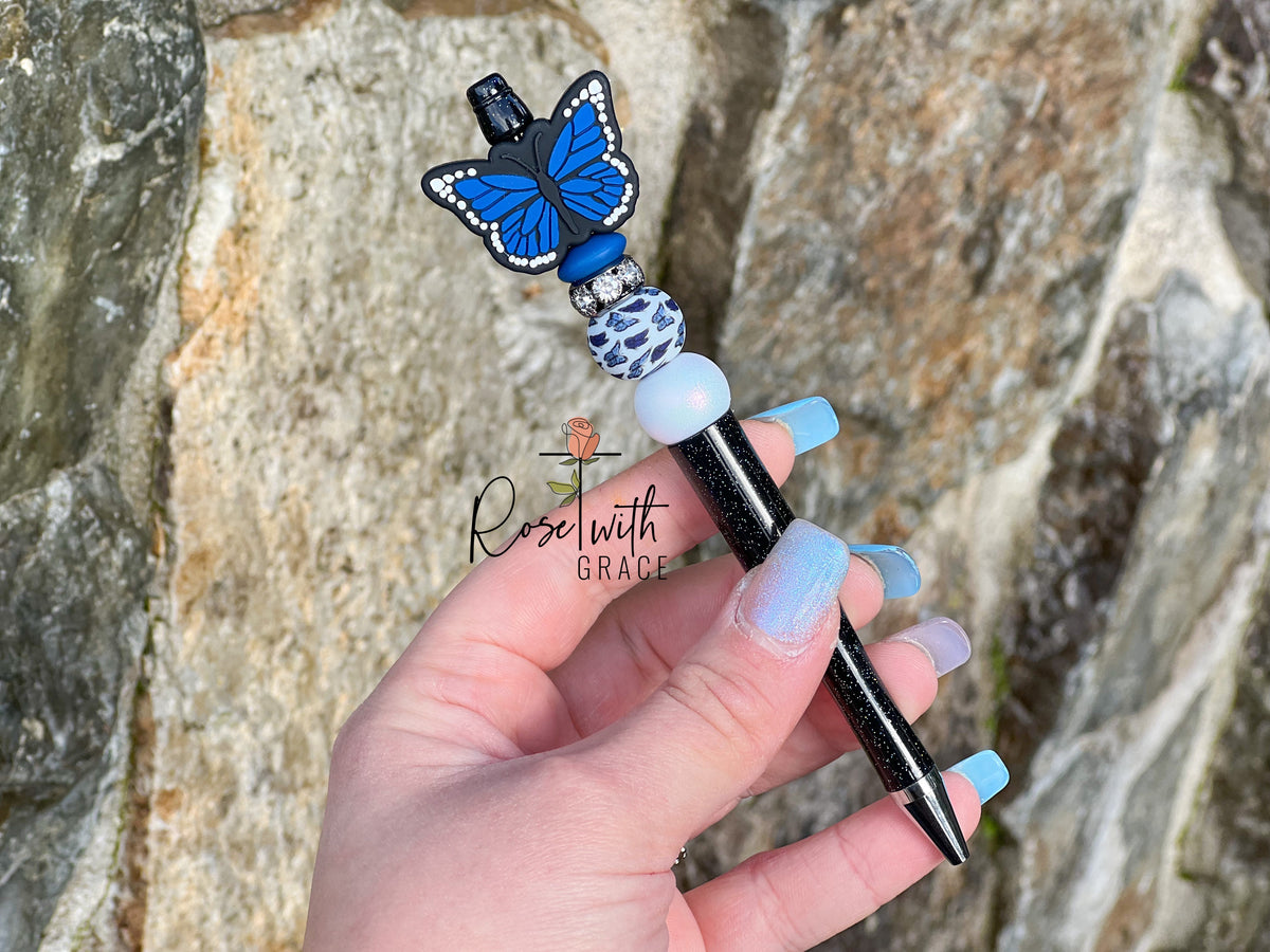 Blissful Blue Butterfly Pen Rose with Grace LLC