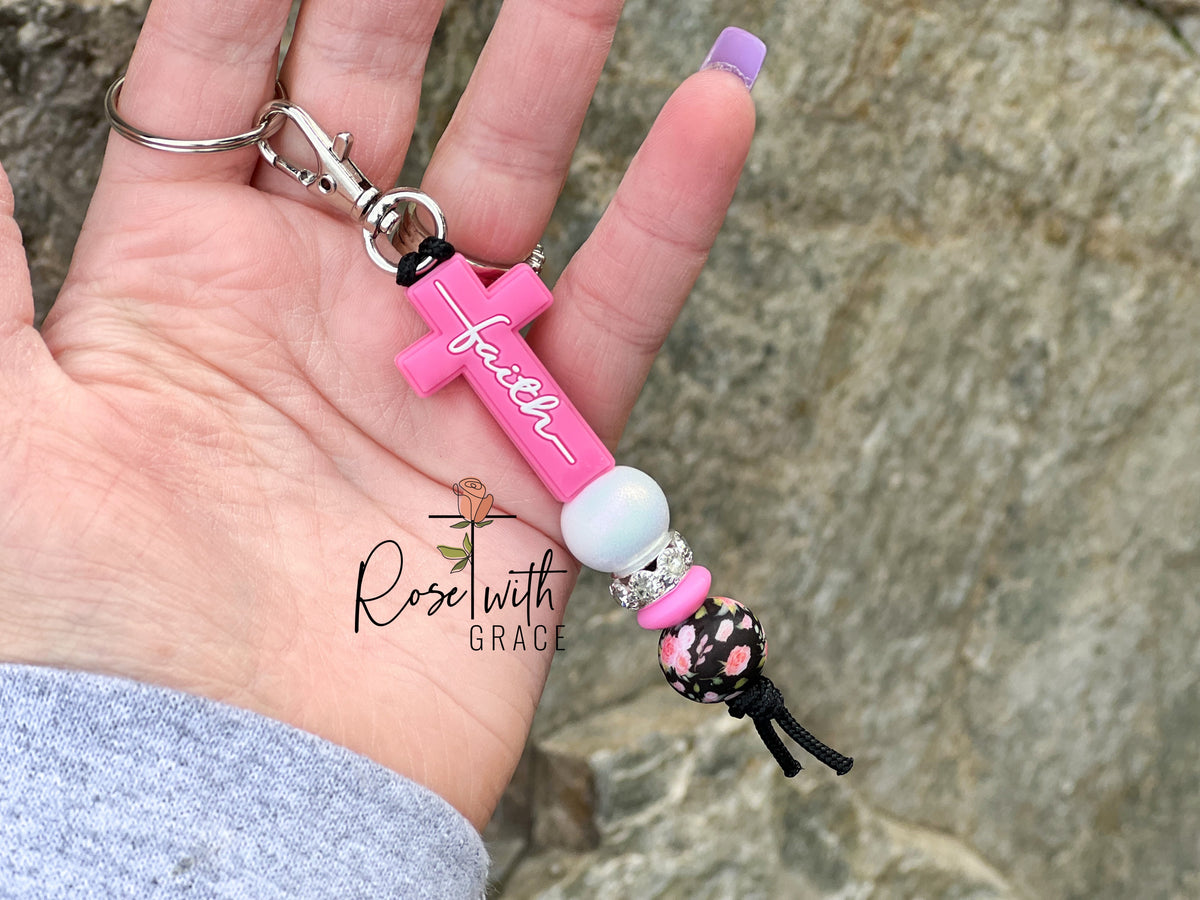 Pink Faith Mini Keychain Rose with Grace LLC