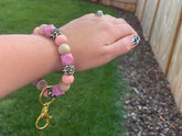 Wood Cow or Leopard Boho Wristlet- Silver Rose with Grace LLC