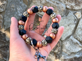 DRAMA QUEEN LEOPARD WRISTLET- GUN METAL HARDWARE Rose with Grace LLC