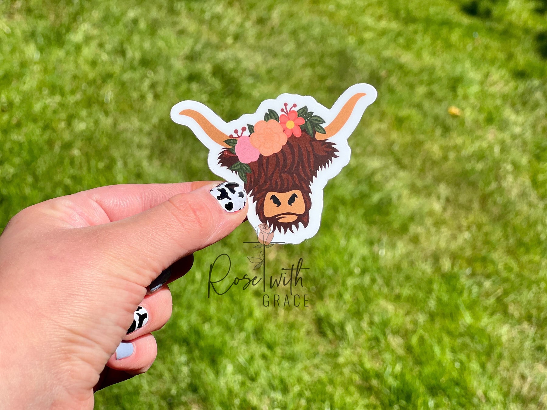 HIGHLAND COW - STICKER Rose with Grace LLC