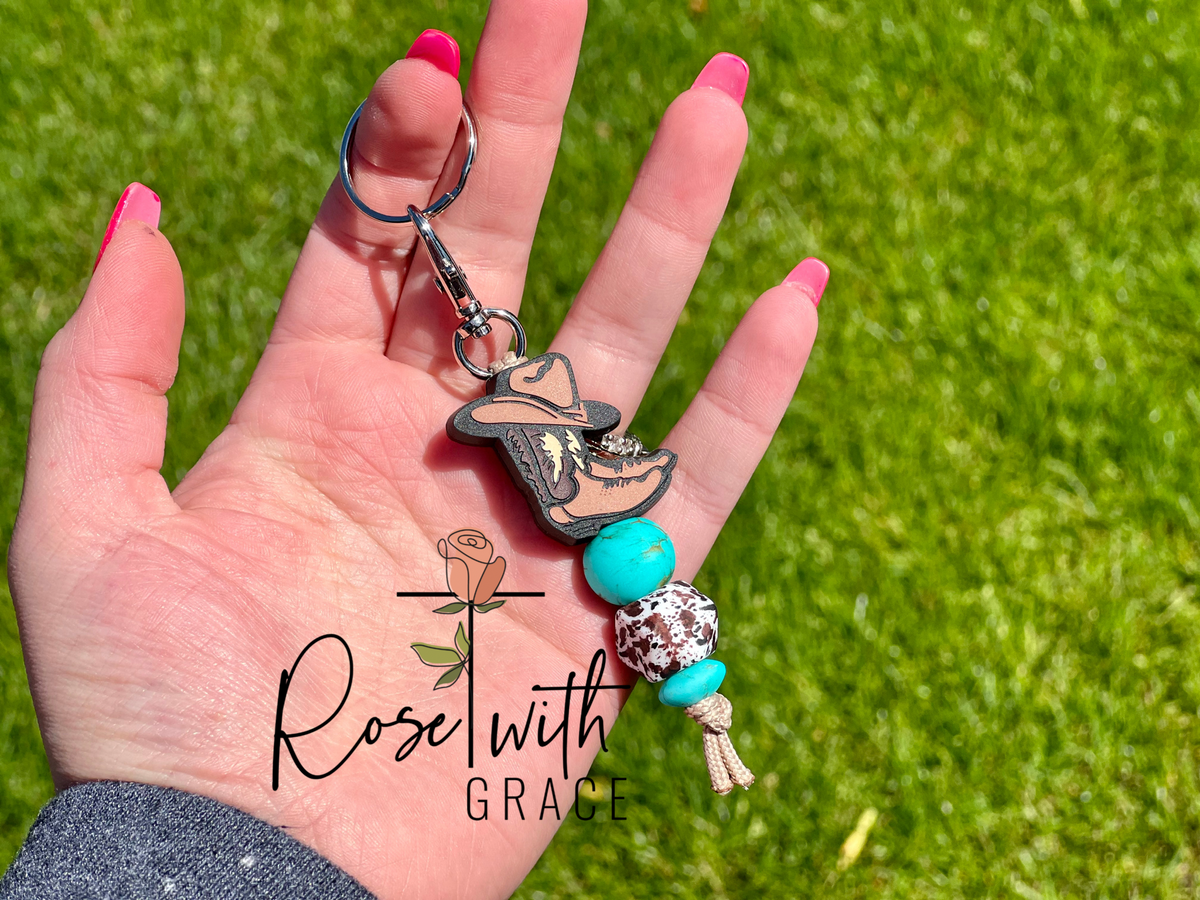 BOOT SCOOTIN BOOGIE - MINI KEYCHAIN Rose with Grace LLC