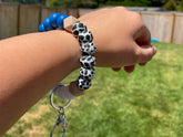 BLOCKED BLUE MOO KEYCHAIN WRISTLET- silver Rose with Grace LLC