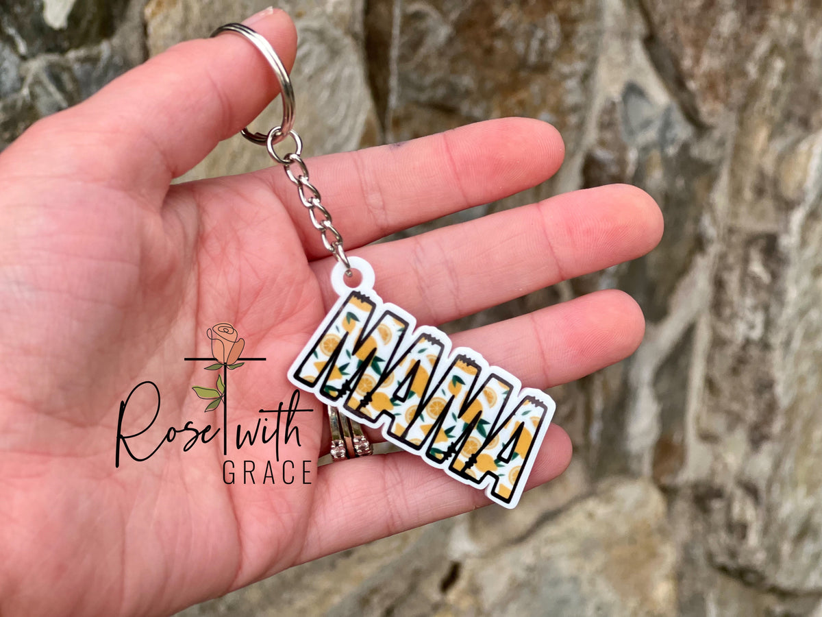 MAIN SQUEEZE MAMA ACRYLIC KEYCHAIN Rose with Grace LLC