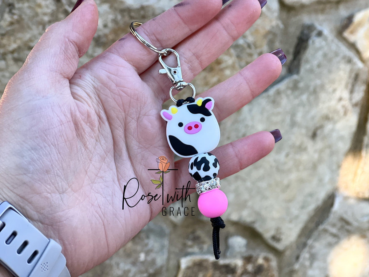 SQUISH COW MINI KEYCHAIN Rose with Grace LLC