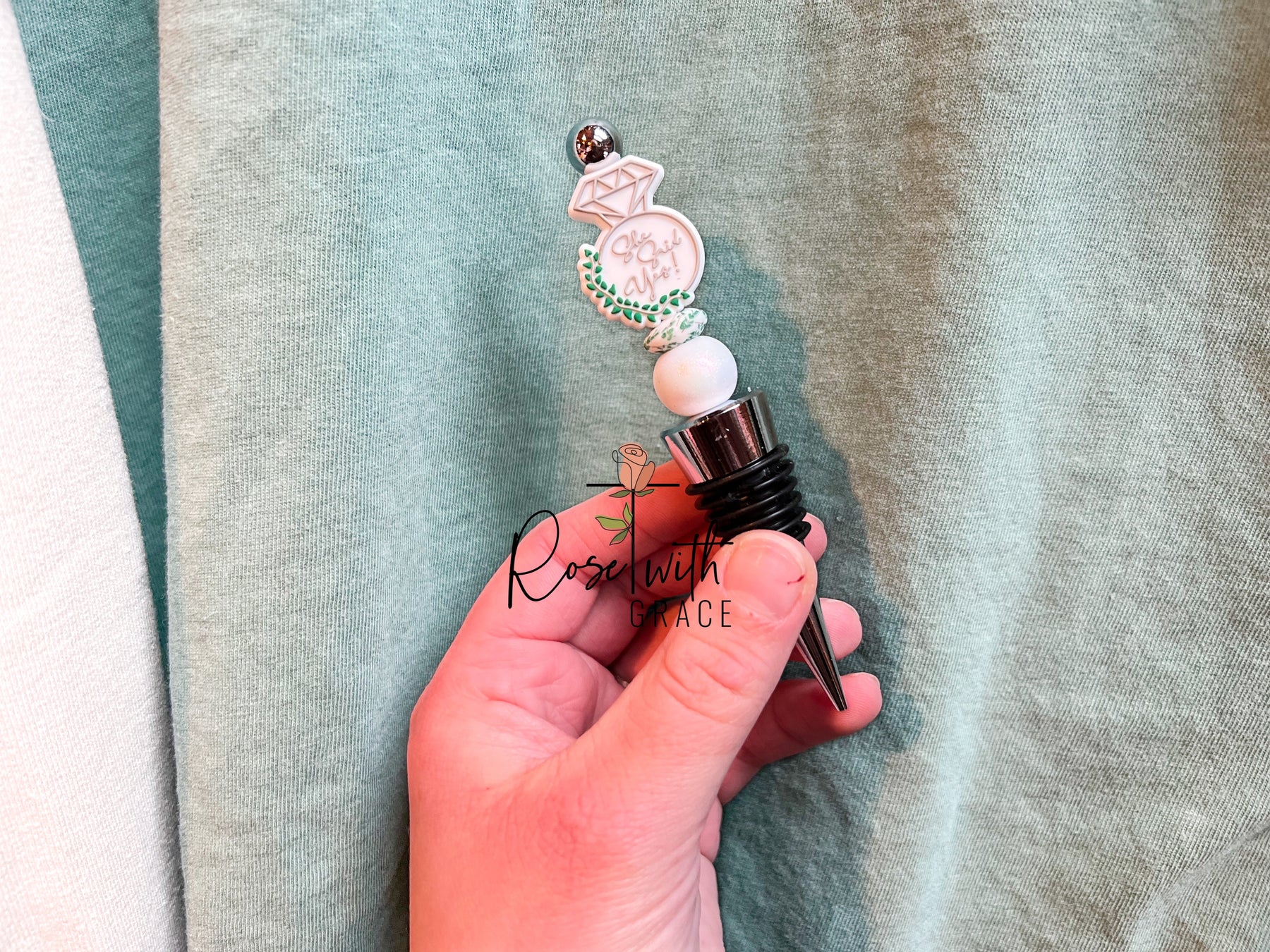 She said Yes Wine Stopper Rose with Grace LLC
