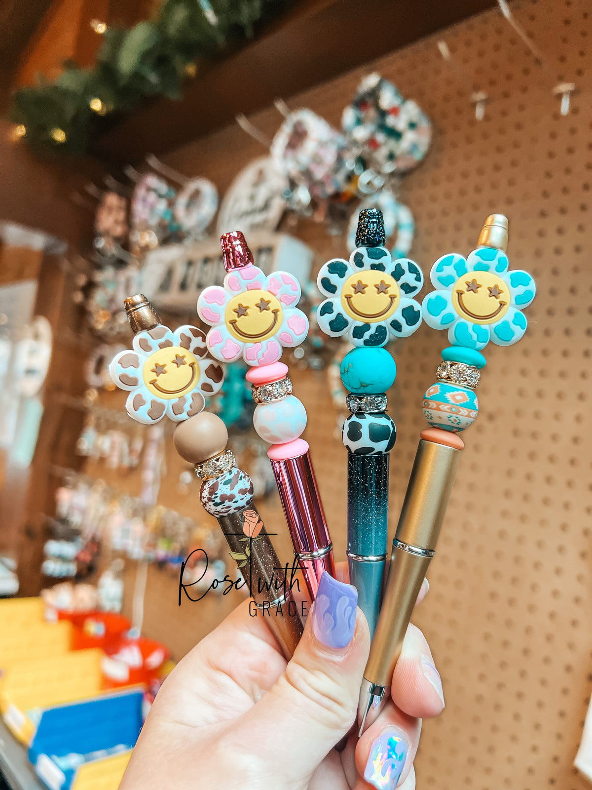 Cow Print Daisy Pens Rose with Grace LLC
