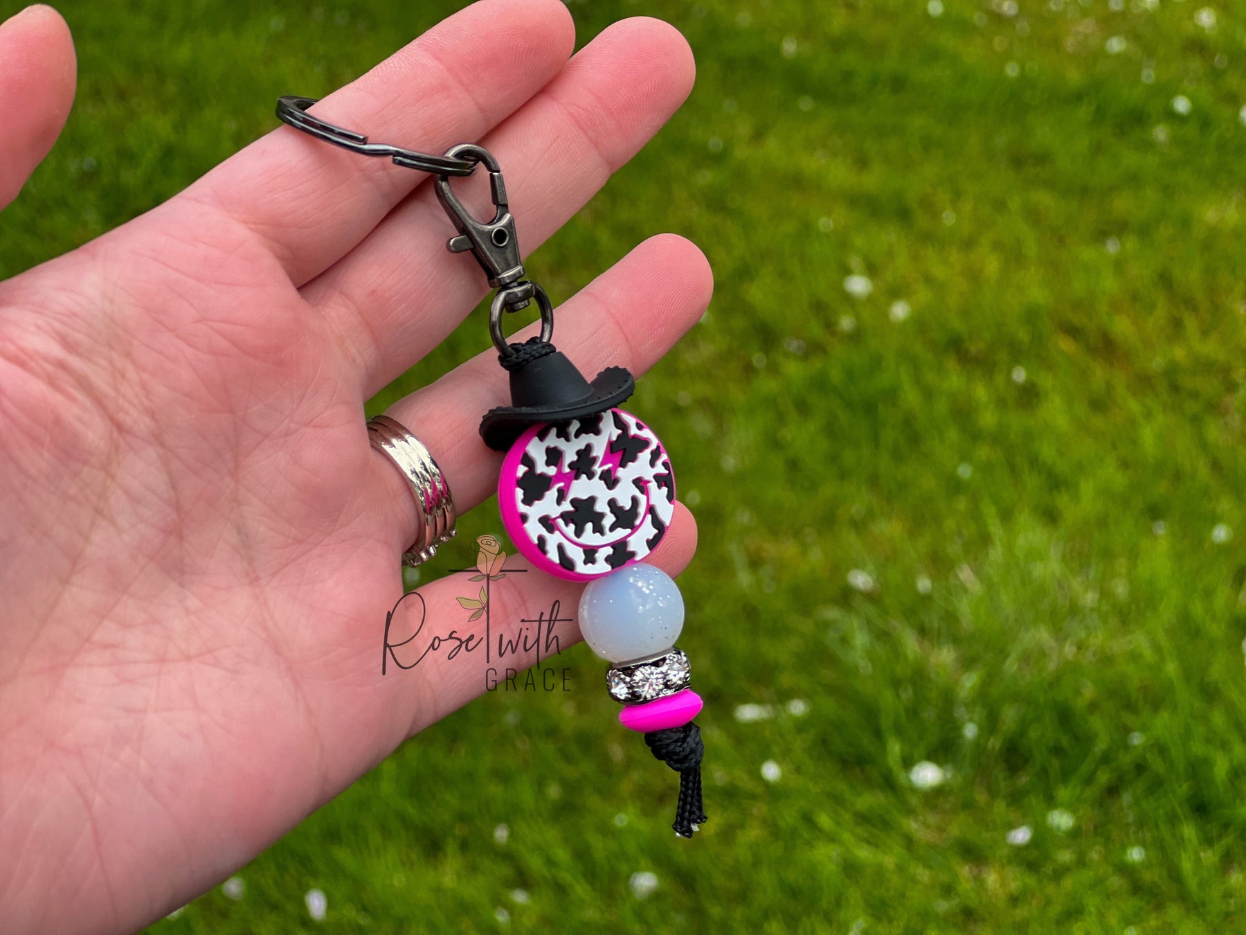 COWSTRUCK COWGIRL MINI KEYCHAIN Rose with Grace LLC