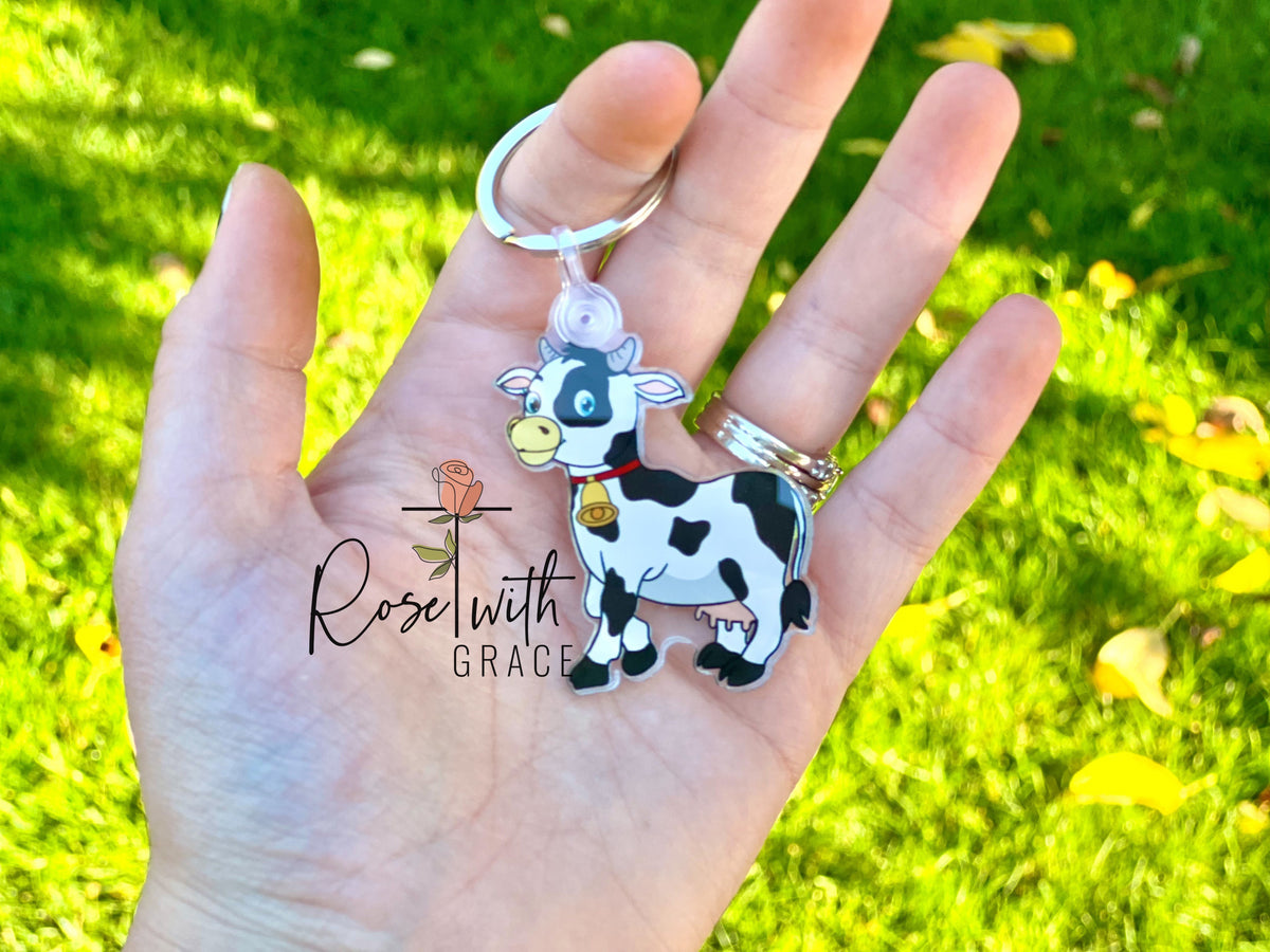 "ROSIE THE COW" ACRYLIC KEYCHAIN Rose with Grace LLC