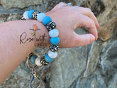 DUSTY BLUE PEARL CHEETAH WRISTLET Rose with Grace LLC