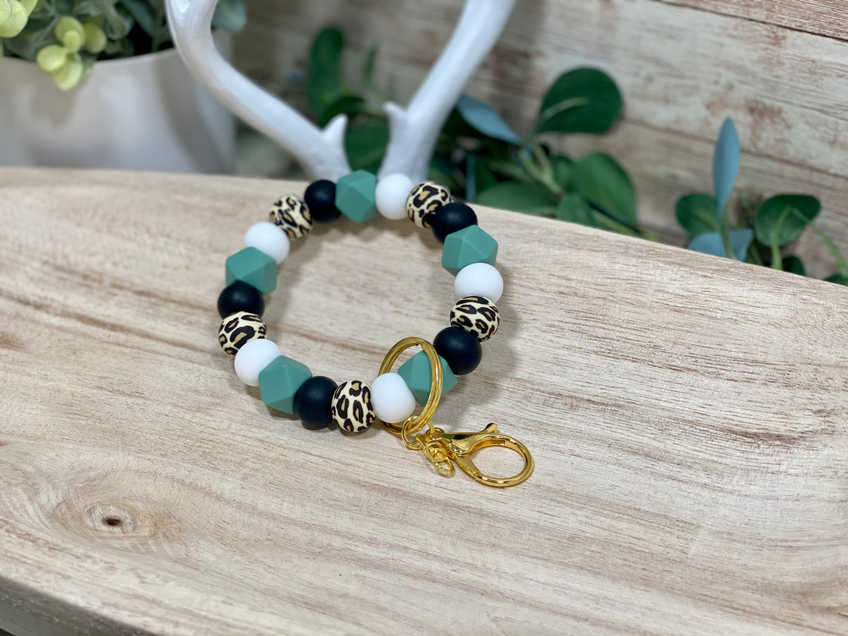 EVERGREEN LEOPARD KEYCHAIN WRISTLET Rose with Grace LLC