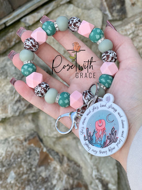 Lord Only Knows How Tough Keychain Wristlet Bundle Rose with Grace LLC