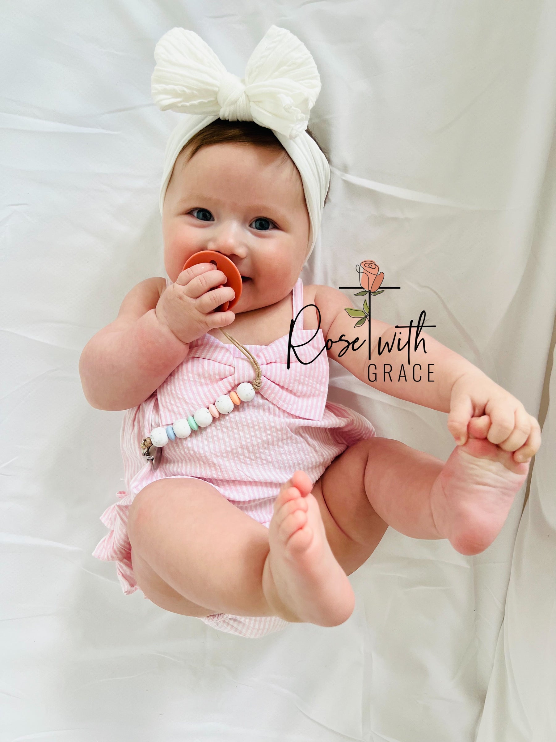 CUSTOM PACIFIER CLIP (NO NAME) Rose with Grace LLC