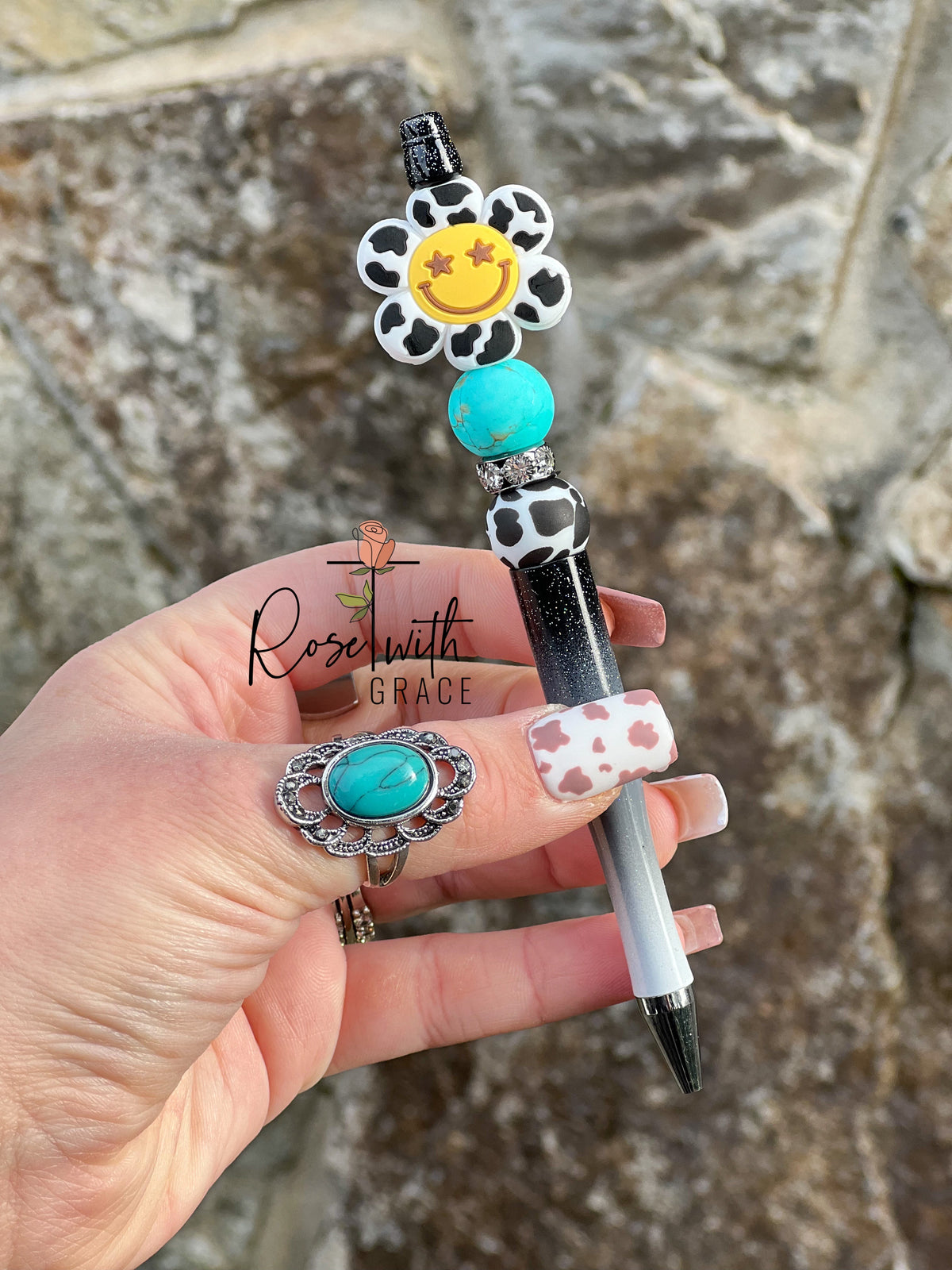 Cow Print Daisy Pens Rose with Grace LLC