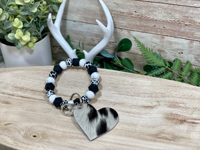 COWHIDE HEART KEYCHAIN -ADD ON Rose with Grace LLC