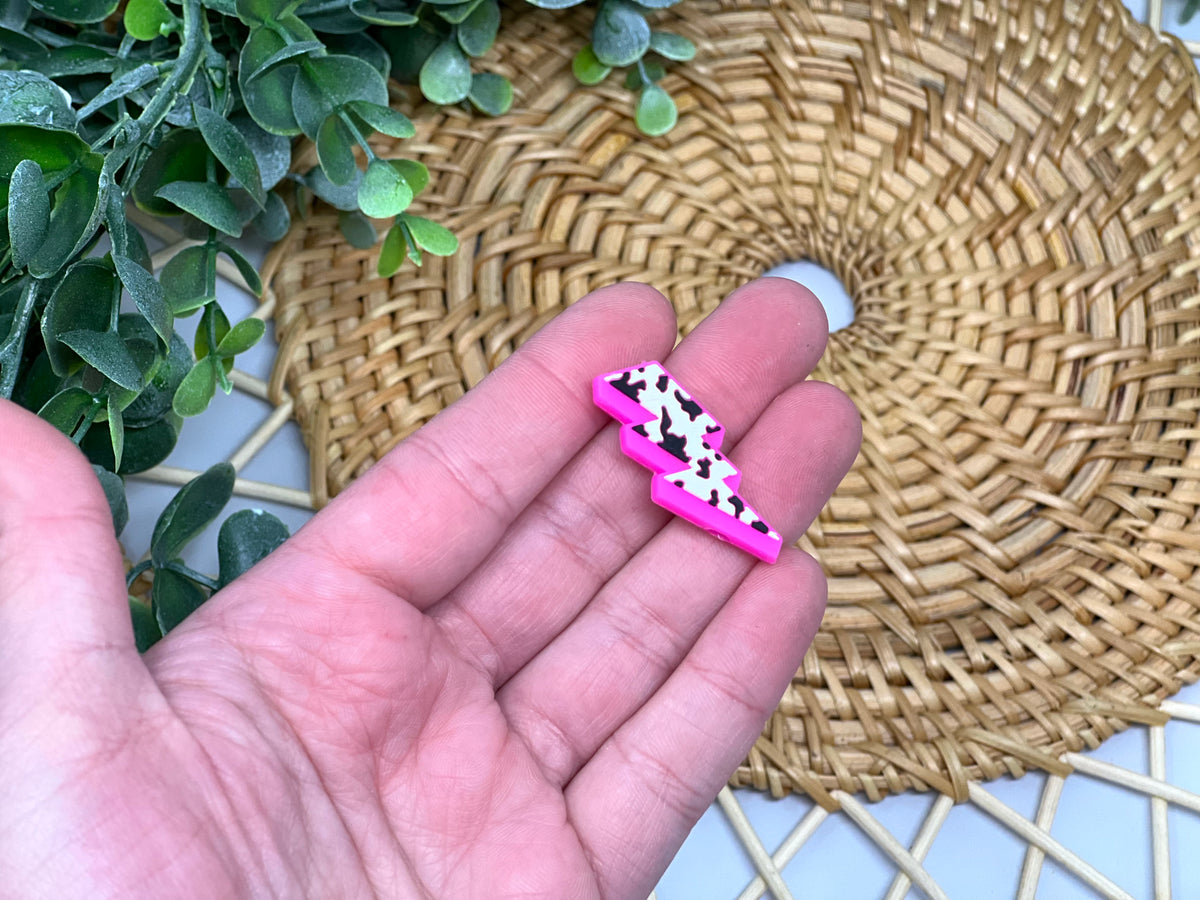 Cow Lightning Bolt Focal Bead -WHOLESALE (price per bead) Rose with Grace LLC