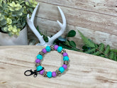 TURQUOISE HEX LAVENDER LEOPARD KEYCHAIN WRISTLET- silver Rose with Grace LLC