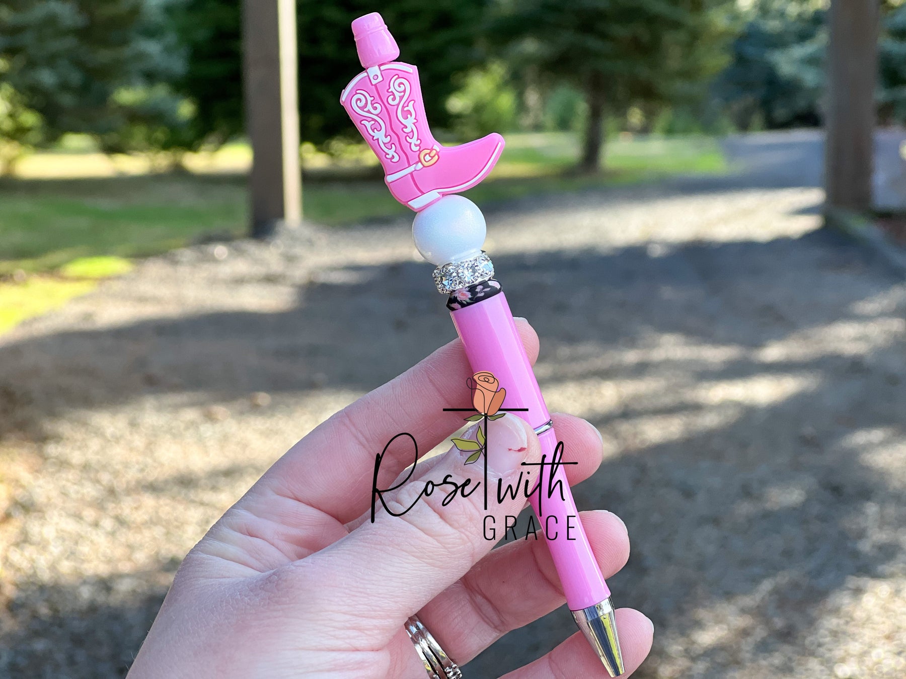 Pink Cowgirl Boot Pen Rose with Grace LLC